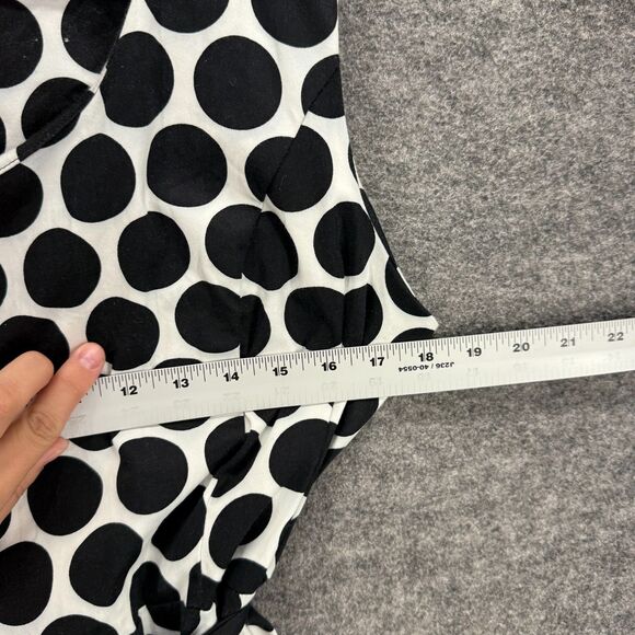 Avella Dress Women M Medium White Polka Dot Sheath Short Zipper Belted Casual - Picture 4 of 6